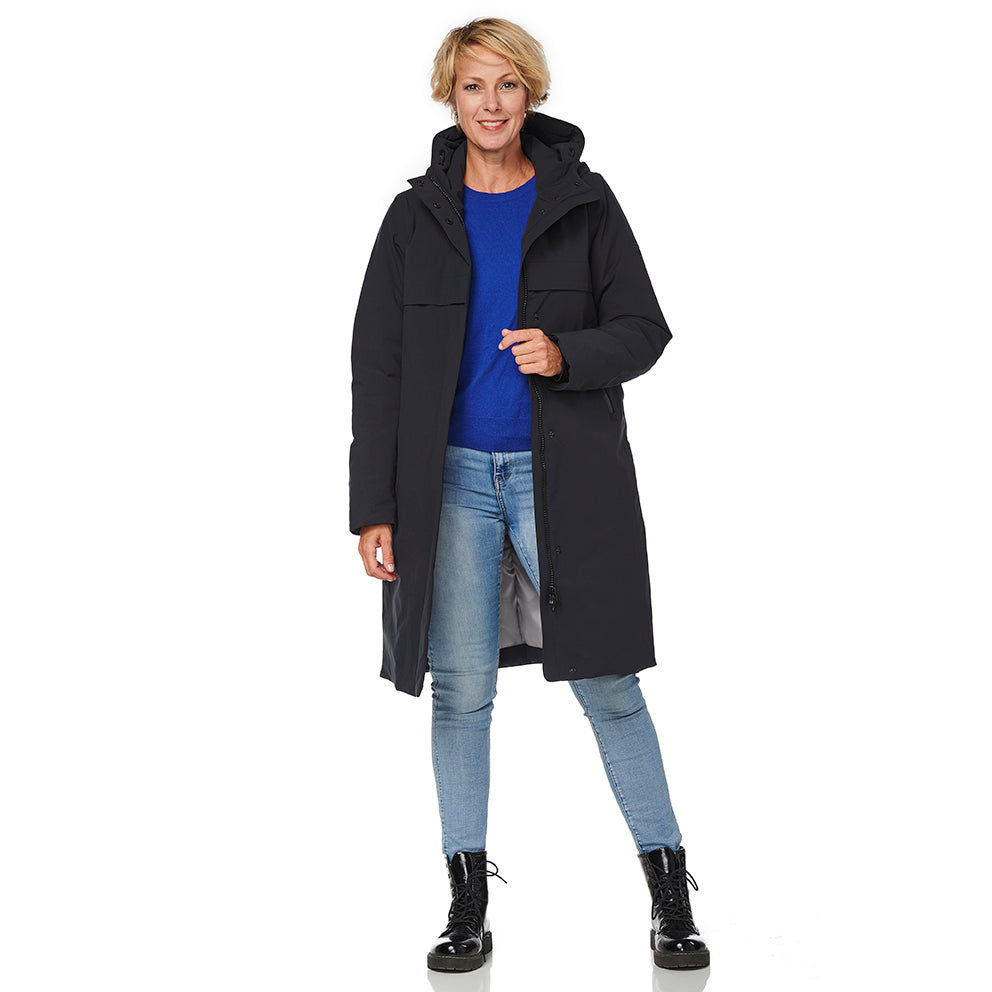 Winterjas Boston blue graphite voor open happy rainy days