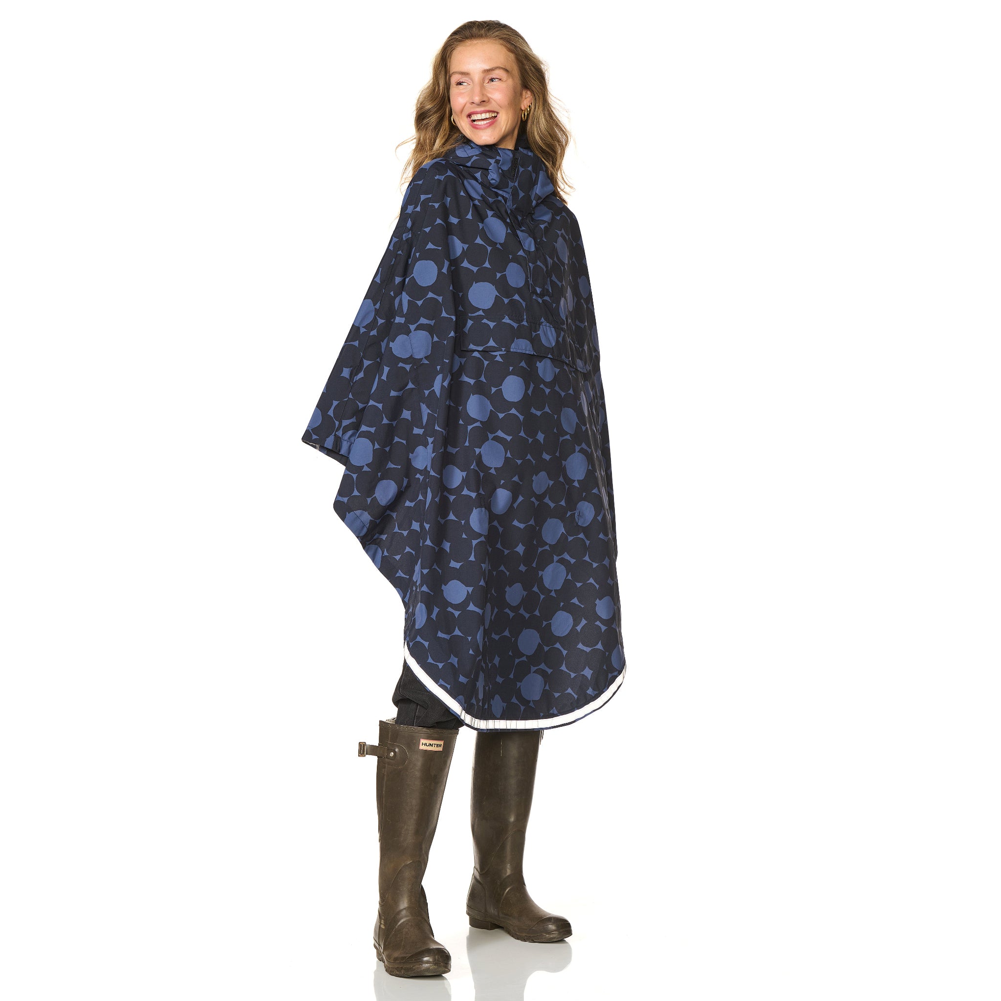 Regencape print blauw Happy Rainy Days 