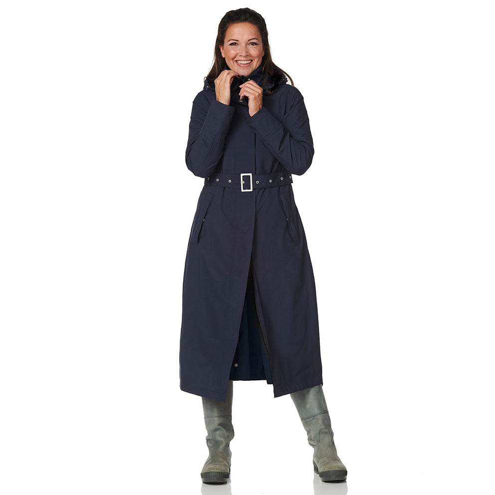 Lange Regenjas Dames Blauw Montreal Happy Rainy Days Front