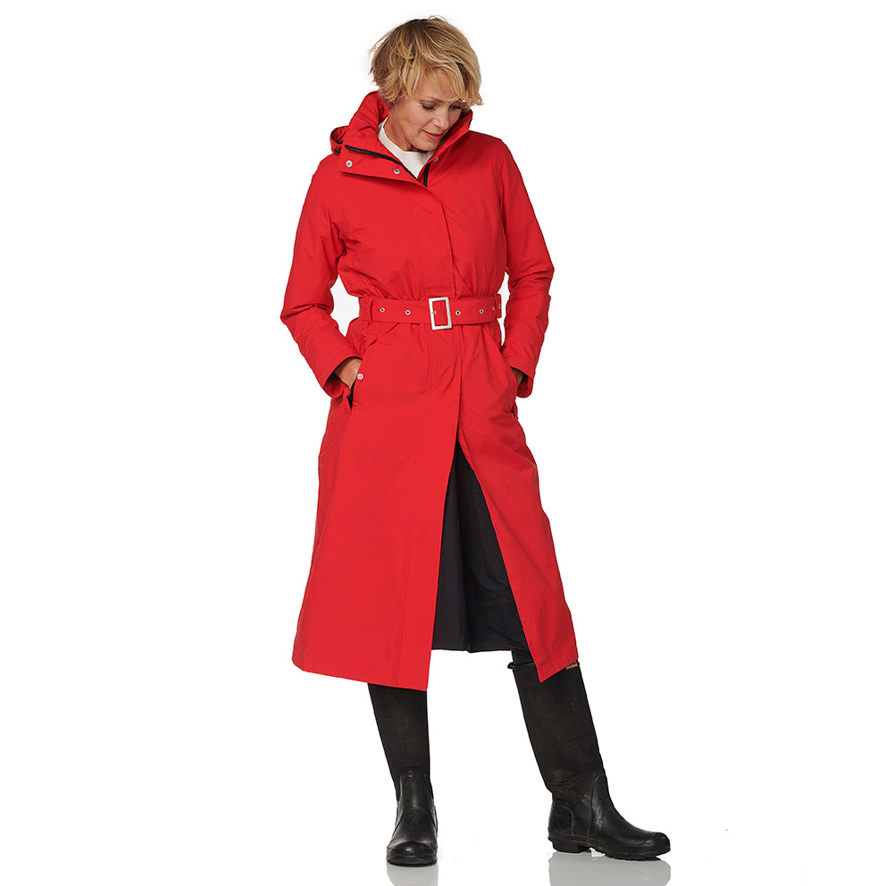 Lange Regenjas Dames Rood Montreal Happy Rainy Days Front