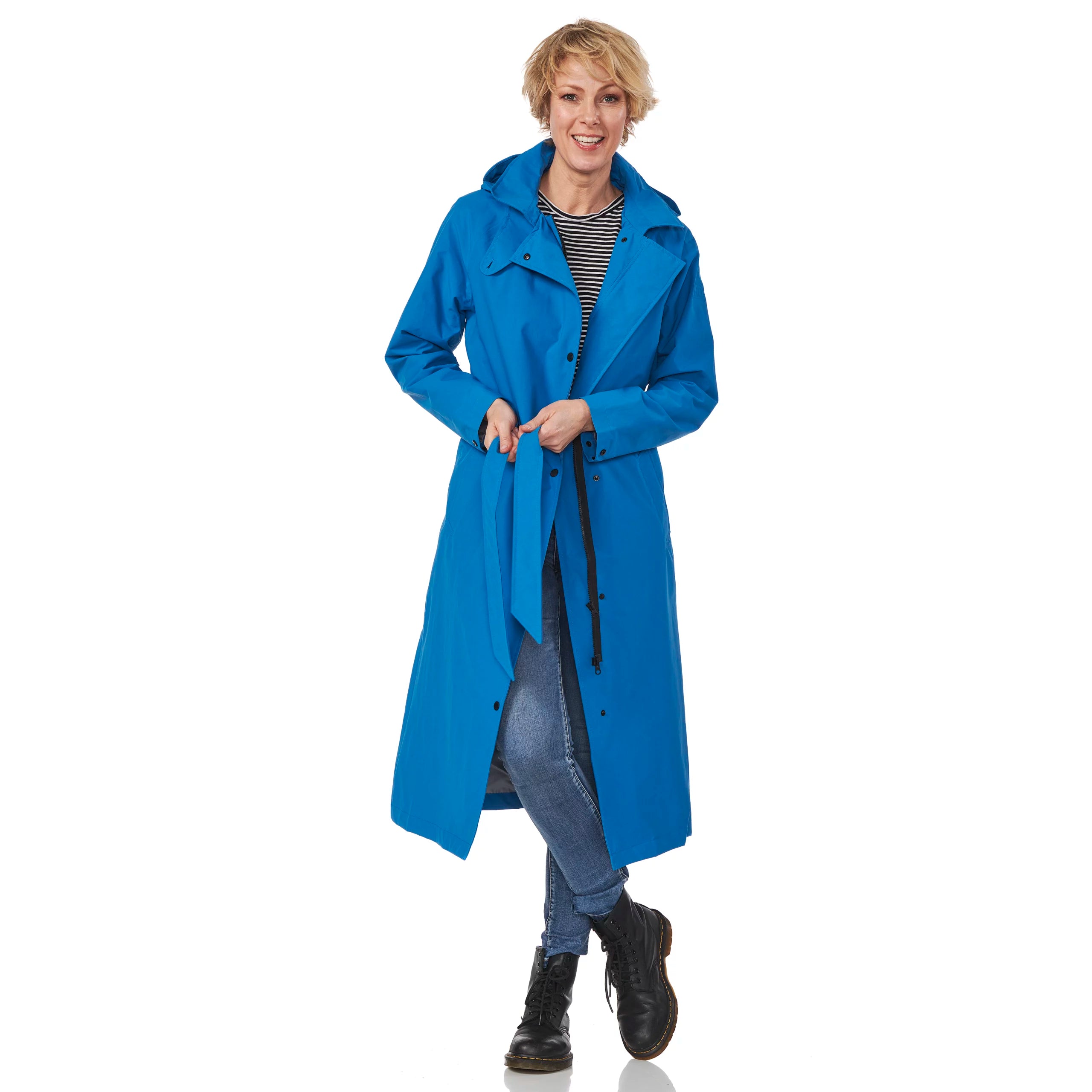 Michigan SeaBlue Front 1 | lange regenjas dames