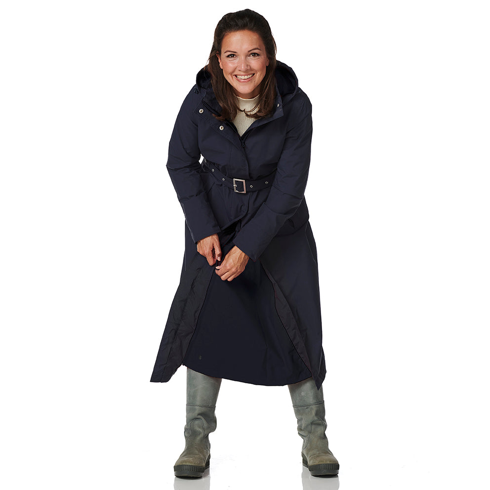 Lange Regenjas Dames Blauw Montreal Happy Rainy Days Front Zipper